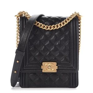 CHANEL North South Boy Flap Bag in Black Caviar